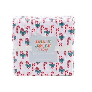 HOLLY JOLLY VIBES multi Candycane Bows Sheet Set